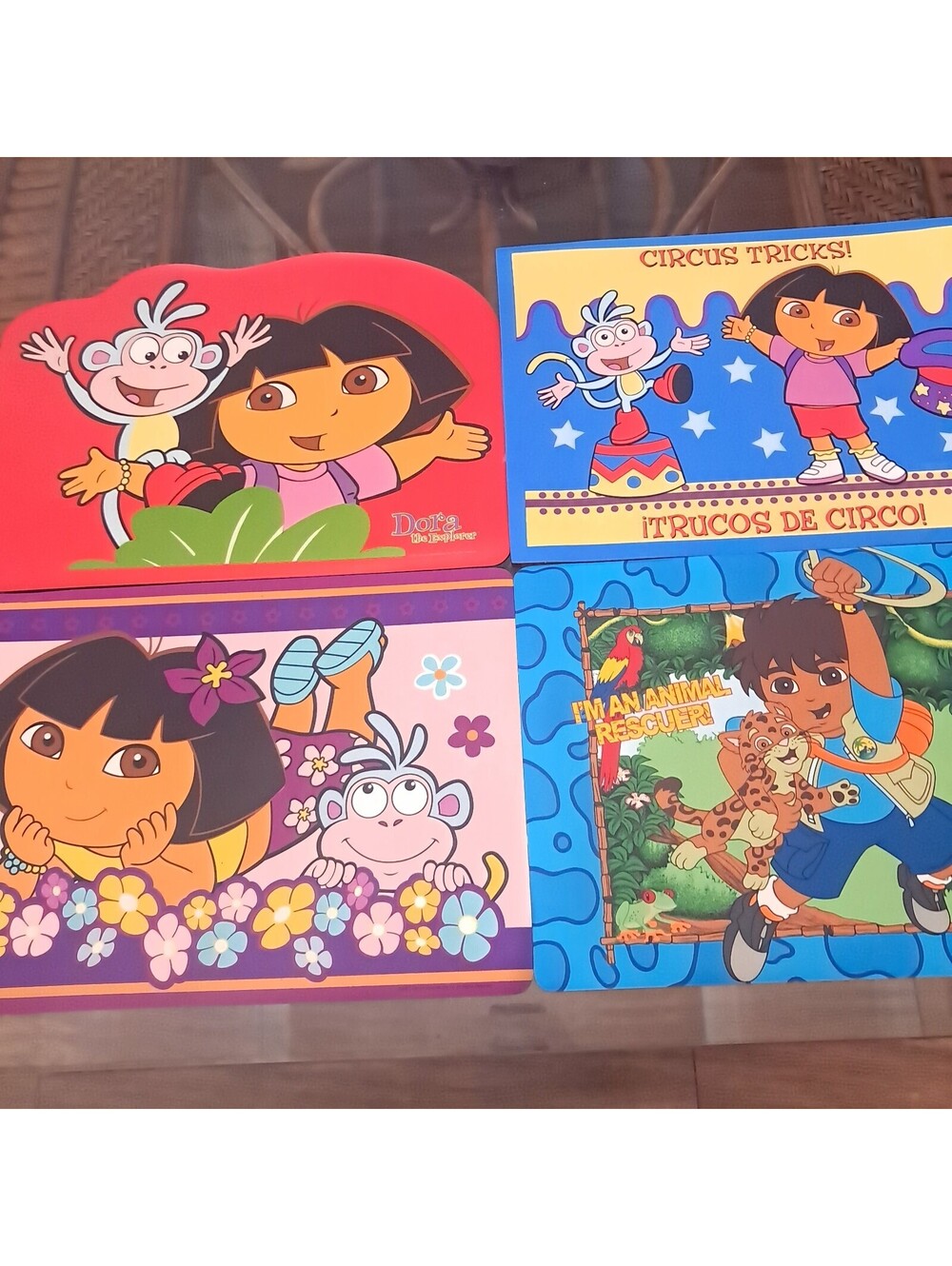 Kids Placemats set 4 Dora The explorer Boots Circus Go Diego! Go! Animal Rescue